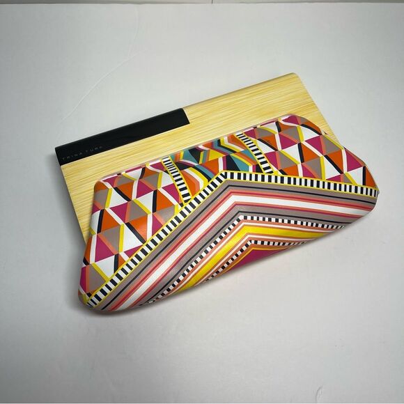 Trina Turk Azulejo Sunset Leather Clutch - Picture 3 of 13